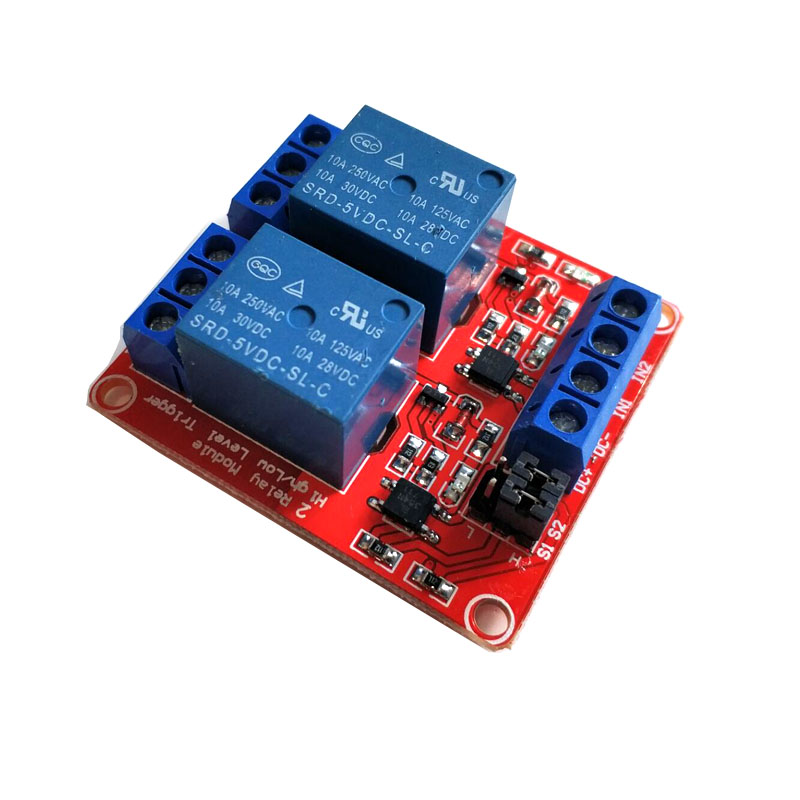 红板 2路继电器模块带光耦隔离 支持高低电平触发开发板