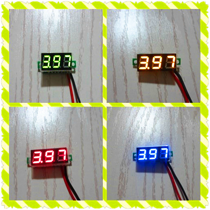 0.28寸超小数字直流电压表头 数显 可调 两线DC2.5-30V 反接保护